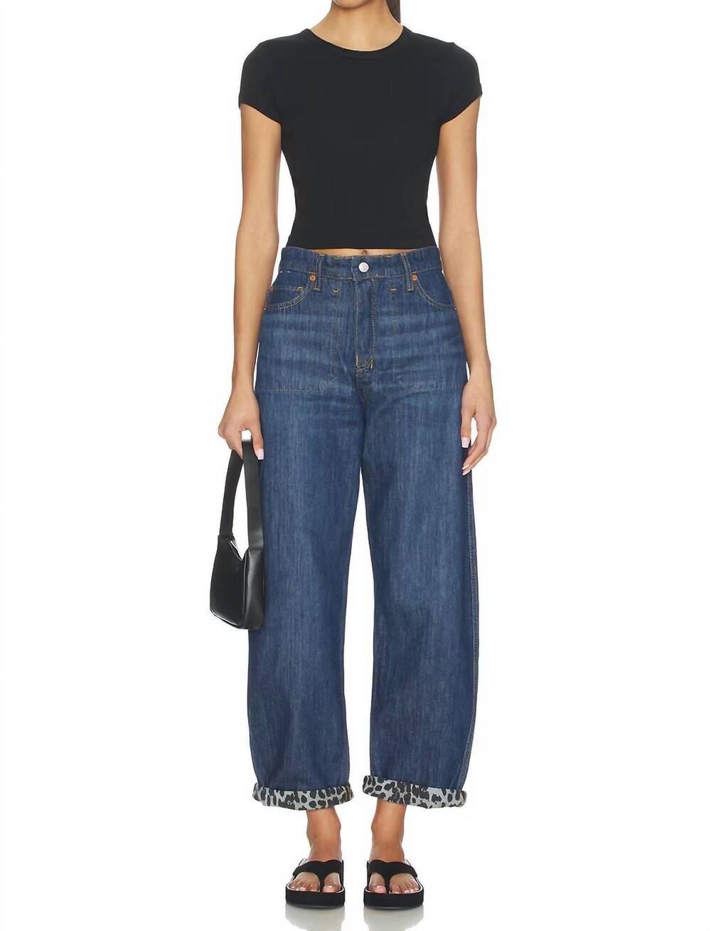 NEW RE/DONE rewind jean in dark santa cruz cheetah